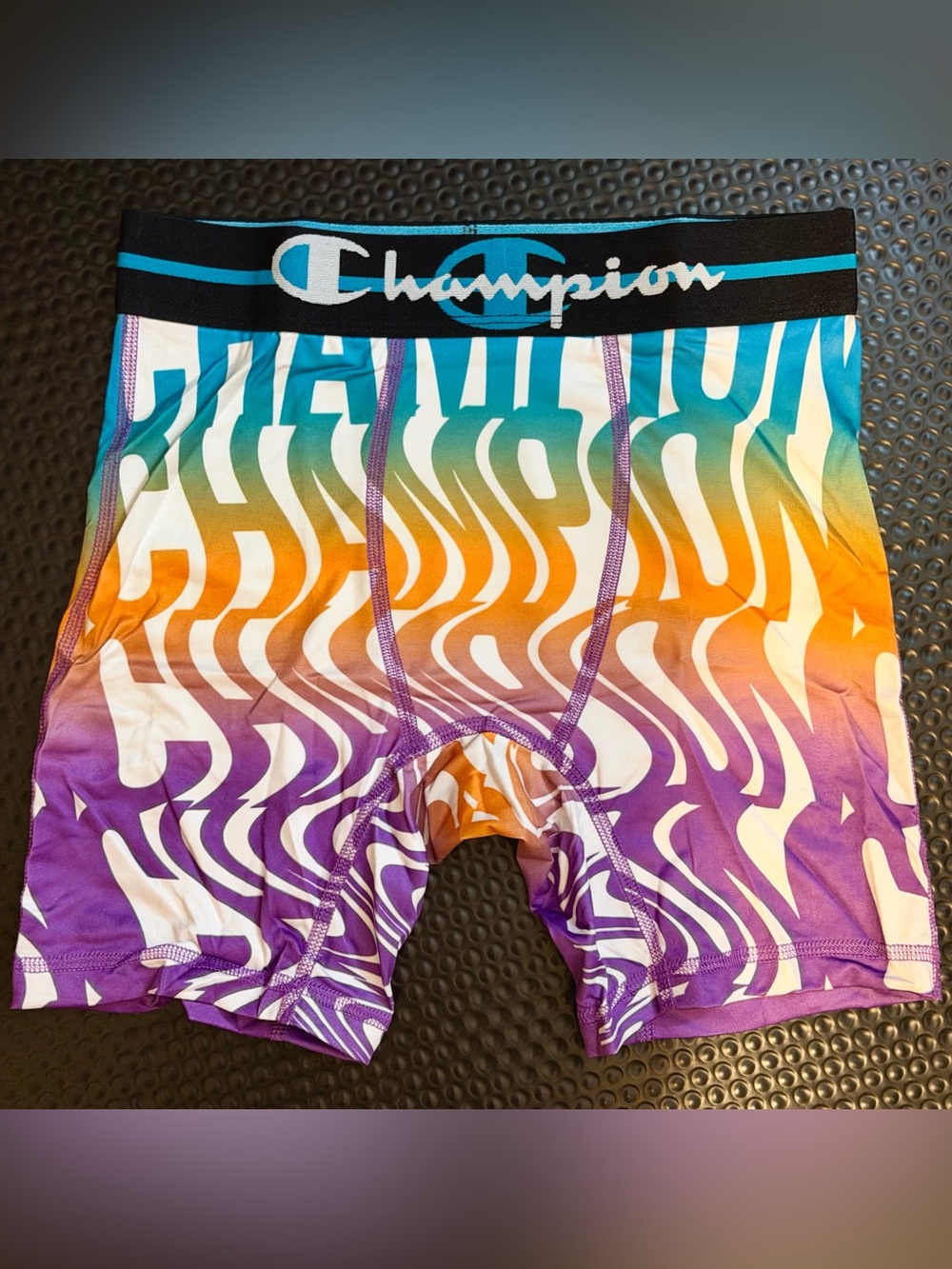 Champion Men’s Multicolor Gradient Wave Boxer Briefs - Purple/Orange/Teal